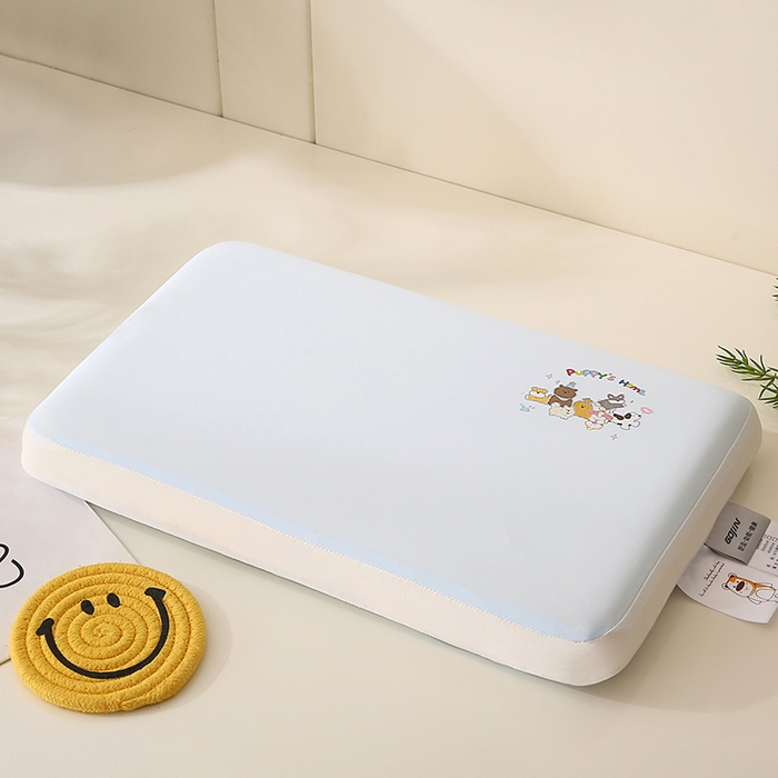 91家纺网 家纺一手货源 找家纺 金牛枕芯 2025新款针织柔肤记忆枕儿童中童枕头枕芯记忆棉枕头批发 柔肤记忆枕-蓝色