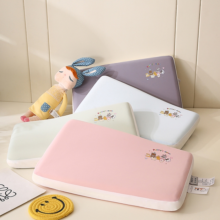 91家纺网 家纺一手货源 找家纺 金牛枕芯 2025新款针织柔肤记忆枕儿童中童枕头枕芯记忆棉枕头批发 柔肤记忆枕-粉色