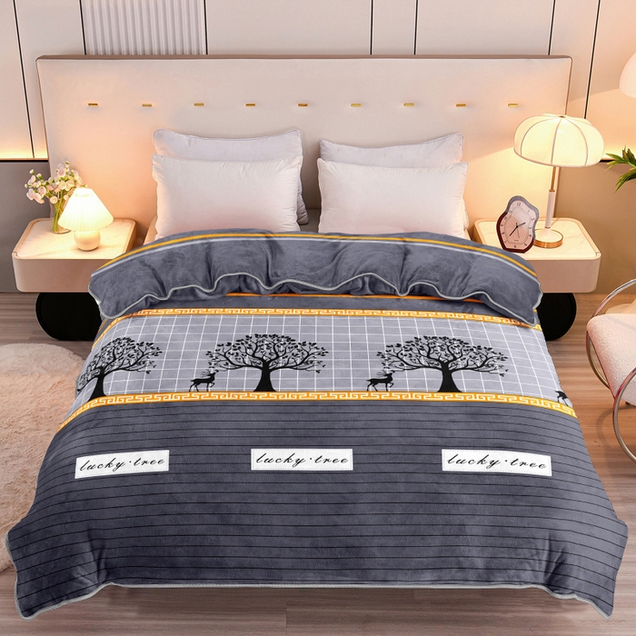 91家纺网 家纺一手货源 找家纺 眠多宝 2025新款定做特厚牛奶绒单被套可定制尺寸法莱绒水晶绒金貂绒被罩单被套 被套单件 幸运树