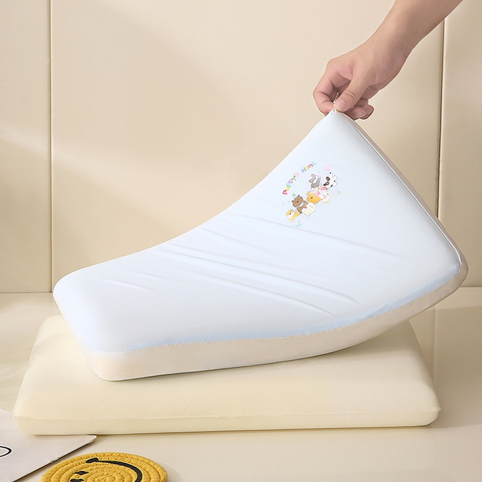 91家纺网 家纺一手货源 找家纺 金牛枕芯 2025新款针织柔肤记忆枕儿童中童枕头枕芯记忆棉枕头批发 柔肤记忆枕-蓝色