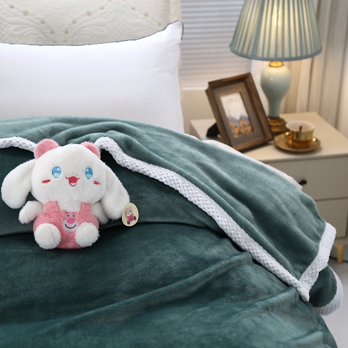 91家纺网 家纺一手货源 找家纺 伊凡毯业 2025新款260克云貂绒毛毯盖毯子直播爆款跑量毛毯 翡翠绿