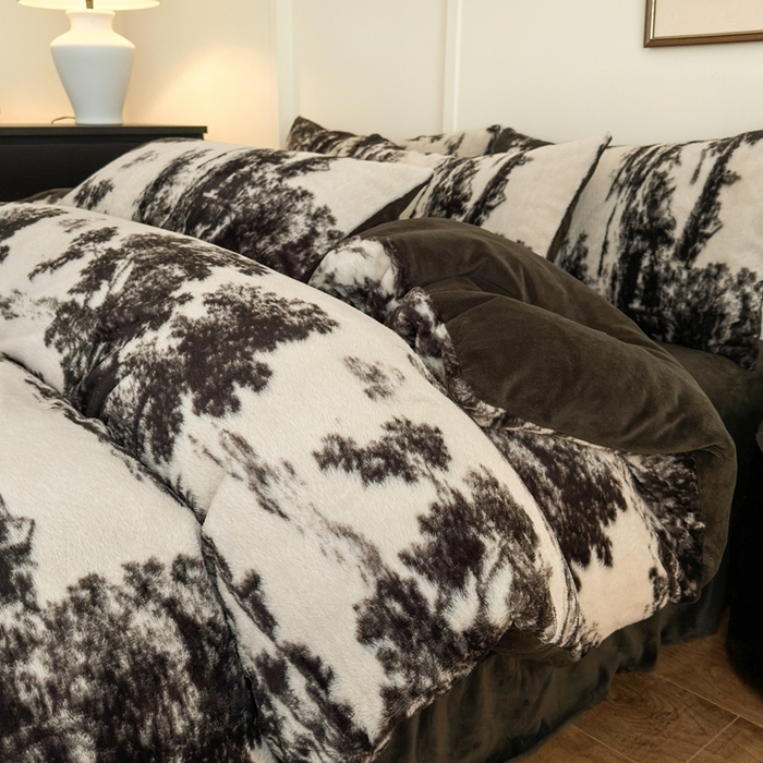 91家纺网 家纺一手货源 找家纺 （总）十里居 2025新款兔毛印花法式轻奢系列牛奶绒四件套