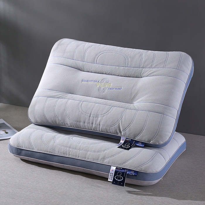 91家纺网 家纺一手货源 找家纺 金牛枕芯 2025新款零压深睡绗缝决明子+荞麦壳护颈枕亲子组合枕头枕芯 零压深睡枕-灰色