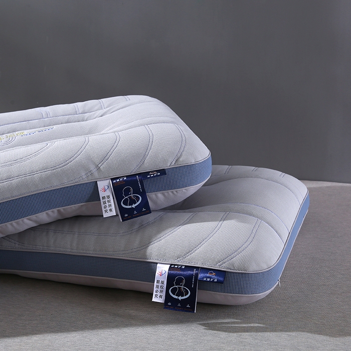 91家纺网 家纺一手货源 找家纺 金牛枕芯 2025新款零压深睡绗缝决明子+荞麦壳护颈枕亲子组合枕头枕芯 零压深睡枕-灰色