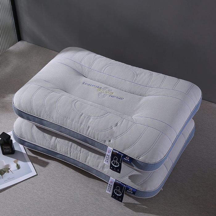 91家纺网 家纺一手货源 找家纺 金牛枕芯 2025新款零压深睡绗缝决明子+荞麦壳护颈枕亲子组合枕头枕芯 零压深睡枕-灰色