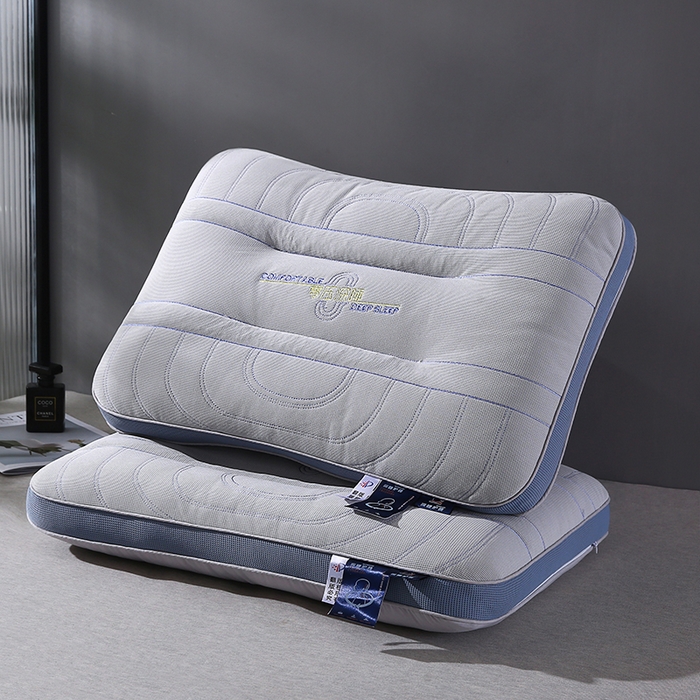 91家纺网 家纺一手货源 找家纺 金牛枕芯 2025新款零压深睡绗缝决明子+荞麦壳护颈枕亲子组合枕头枕芯 零压深睡枕-灰色