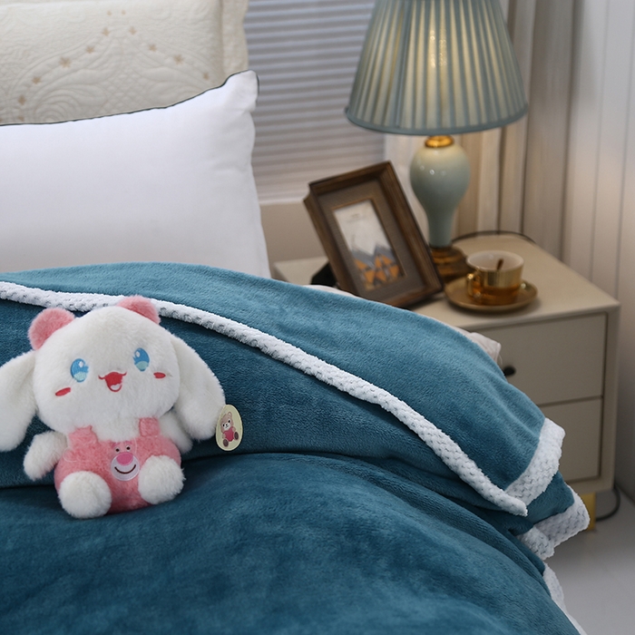 91家纺网 家纺一手货源 找家纺 伊凡毯业 2025新款260克云貂绒毛毯盖毯子直播爆款跑量毛毯 珊瑚蓝