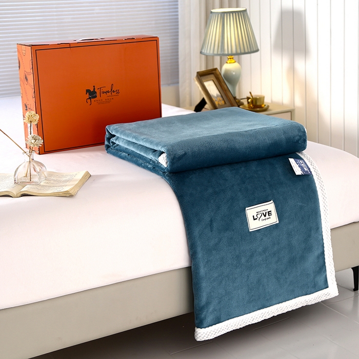 91家纺网 家纺一手货源 找家纺 伊凡毯业 2025新款260克云貂绒毛毯盖毯子直播爆款跑量毛毯 珊瑚蓝