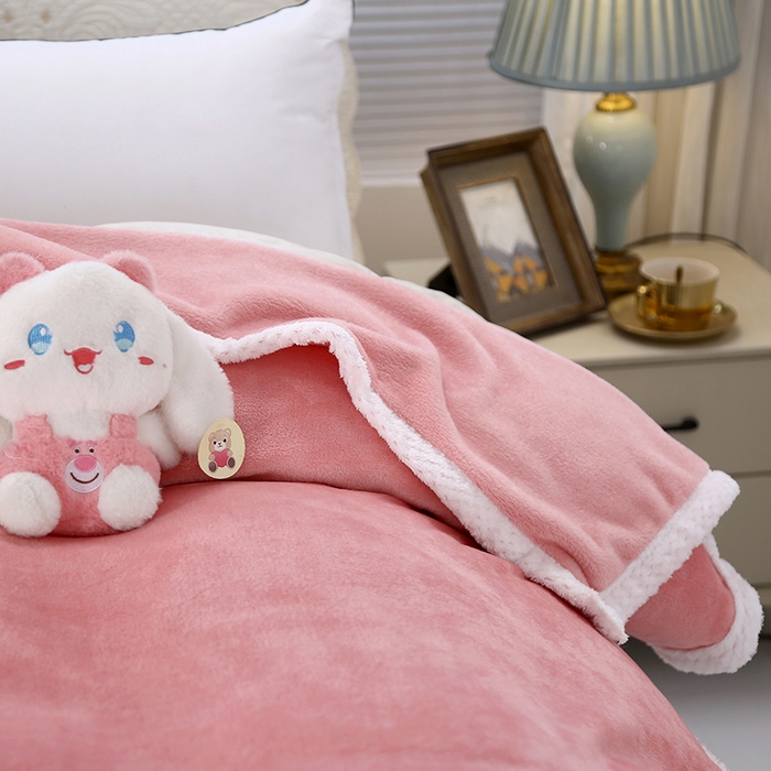 91家纺网 家纺一手货源 找家纺 伊凡毯业 2025新款260克云貂绒毛毯盖毯子直播爆款跑量毛毯 荧光粉