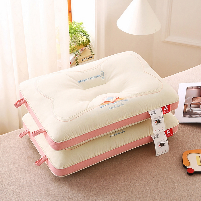 91家纺网 家纺一手货源 找家纺 金牛枕芯 2025新款全棉纯棉三防好运连连枕头枕芯亲子儿童中童成人枕头枕芯组合枕头 全棉三防状元枕-粉