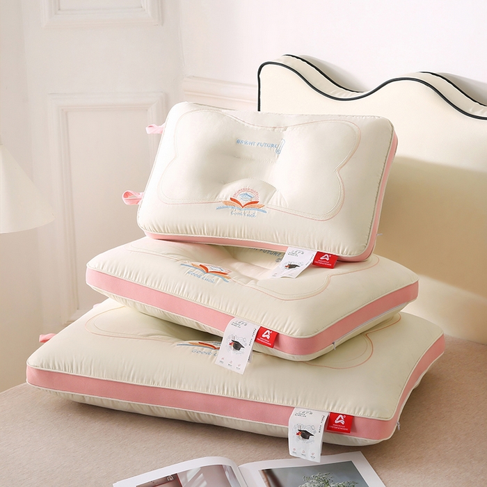 91家纺网 家纺一手货源 找家纺 金牛枕芯 2025新款全棉纯棉三防好运连连枕头枕芯亲子儿童中童成人枕头枕芯组合枕头 全棉三防状元枕-粉