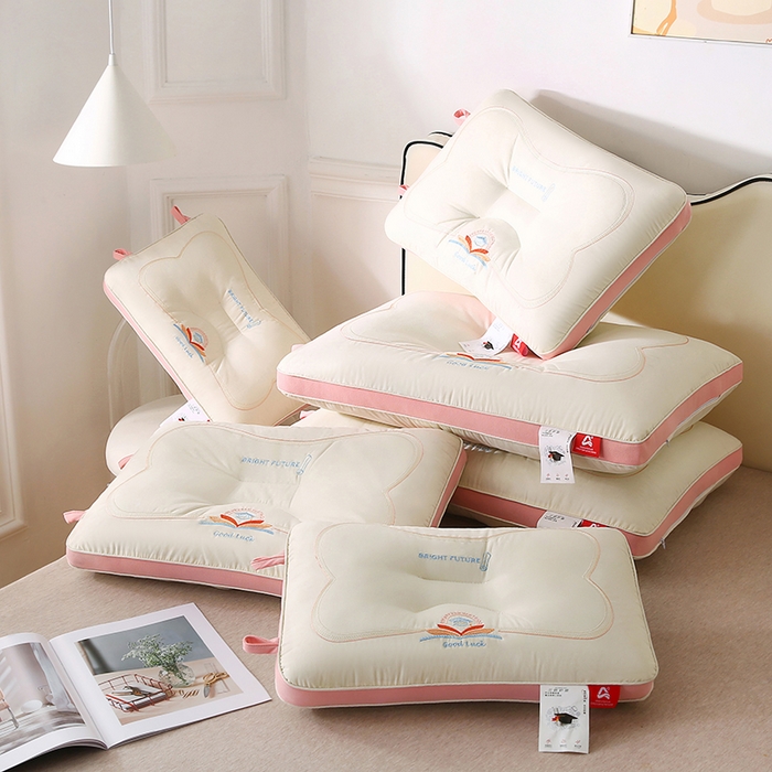 91家纺网 家纺一手货源 找家纺 金牛枕芯 2025新款全棉纯棉三防好运连连枕头枕芯亲子儿童中童成人枕头枕芯组合枕头 全棉三防状元枕-粉