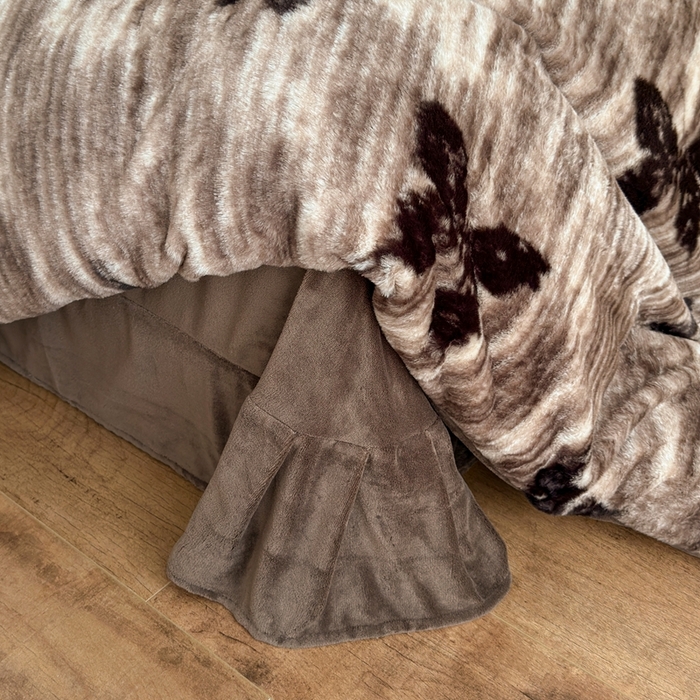 91家纺网 家纺一手货源 找家纺 十里居 2025新款兔毛印花法式轻奢系列牛奶绒四件套 蝶舞咖