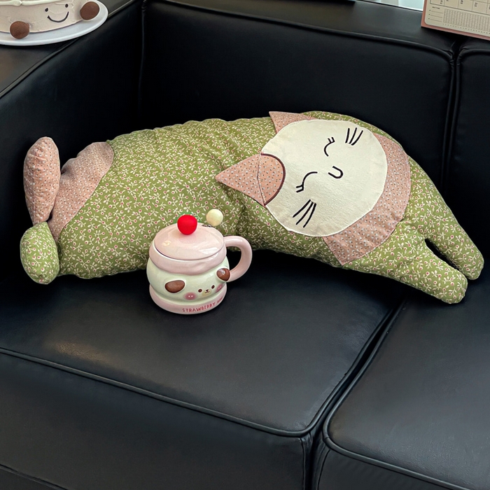 91家纺网 家纺一手货源 找家纺 （总）亦帆枕芯 2025新款全棉纯棉卡通可爱猫咪可拆洗全棉护颈荞麦枕枕头枕芯