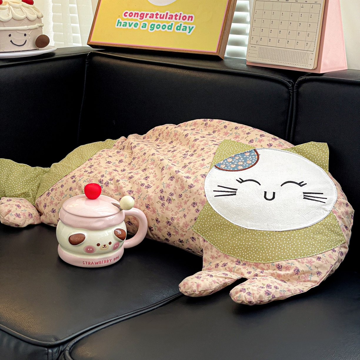 91家纺网 家纺一手货源 找家纺 亦帆枕芯 2025新款全棉纯棉卡通可爱猫咪可拆洗全棉护颈荞麦枕枕头枕芯 粉色-全棉可爱猫