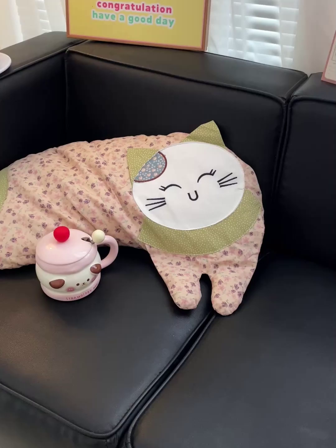 91家纺网 家纺一手货源 找家纺 亦帆枕芯 2025新款全棉纯棉卡通可爱猫咪可拆洗全棉护颈荞麦枕枕头枕芯 粉色-全棉可爱猫