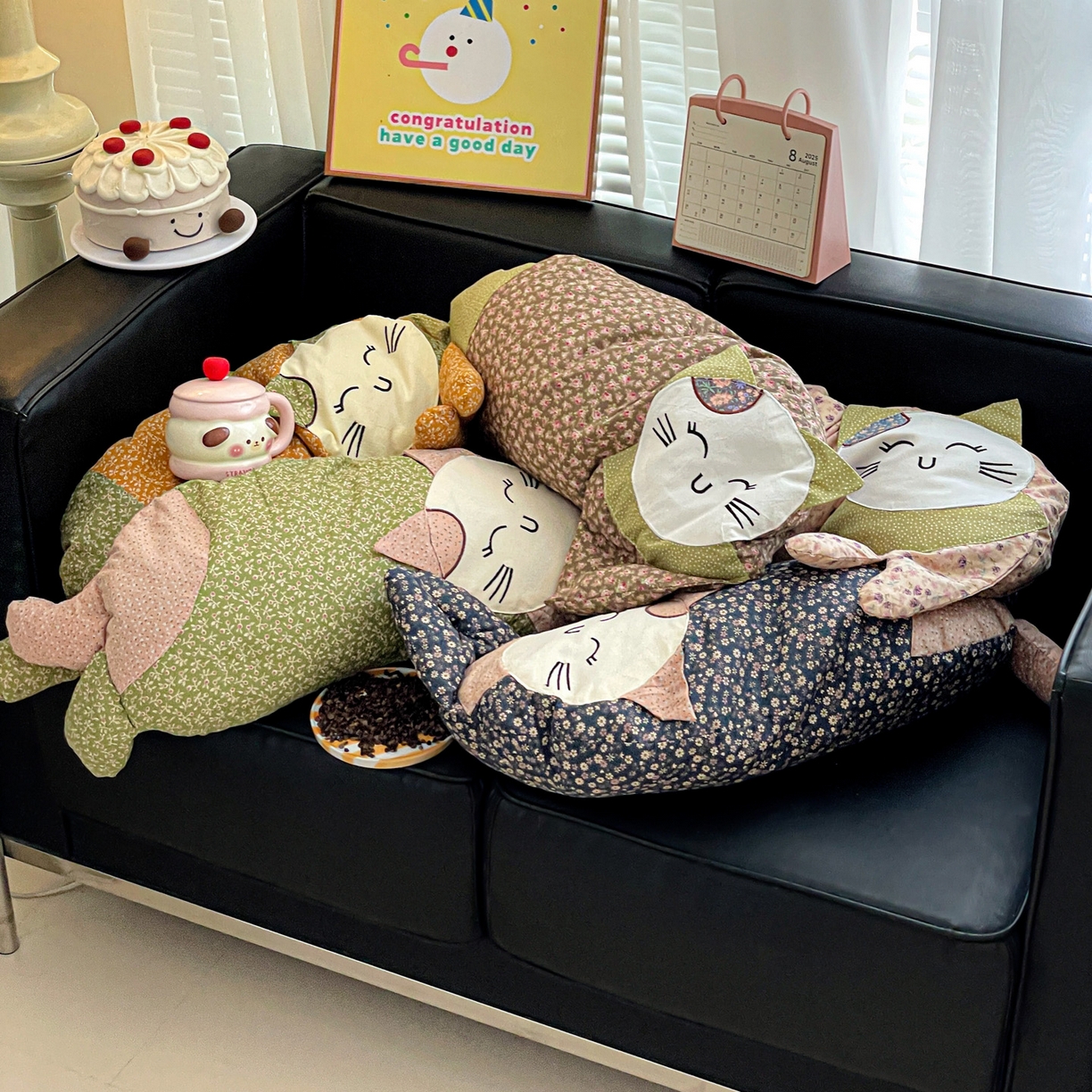 91家纺网 家纺一手货源 找家纺 亦帆枕芯 2025新款全棉纯棉卡通可爱猫咪可拆洗全棉护颈荞麦枕枕头枕芯 组合图仅供参考不可下单