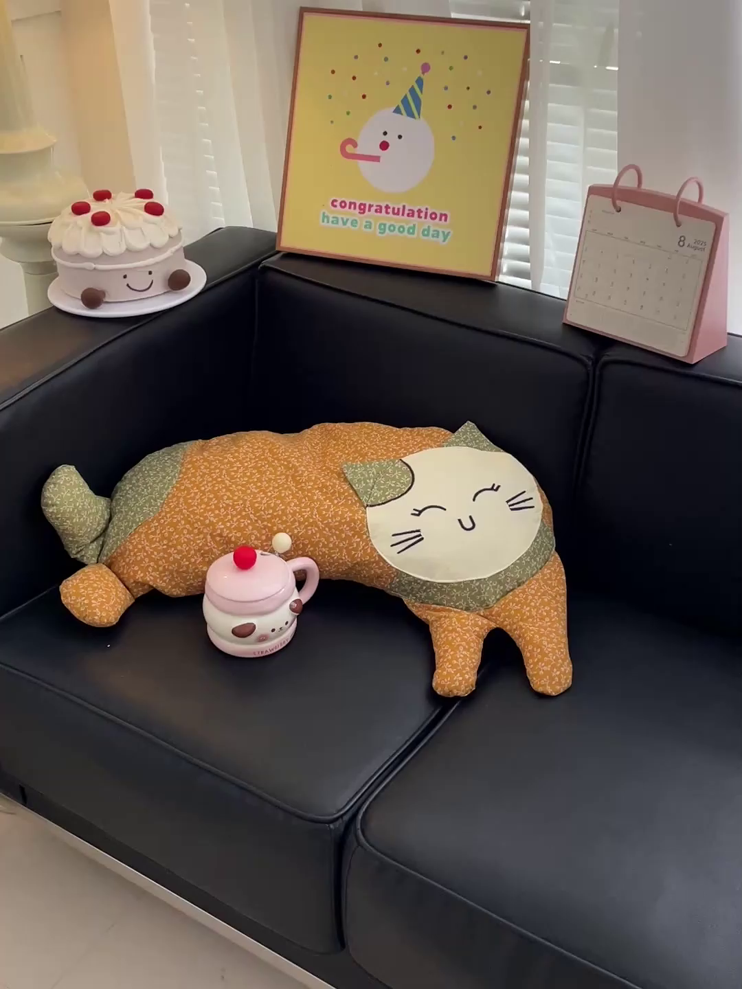 91家纺网 家纺一手货源 找家纺 亦帆枕芯 2025新款全棉纯棉卡通可爱猫咪可拆洗全棉护颈荞麦枕枕头枕芯 橘色-全棉可爱猫