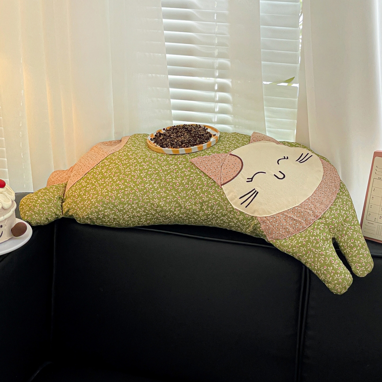 91家纺网 家纺一手货源 找家纺 亦帆枕芯 2025新款全棉纯棉卡通可爱猫咪可拆洗全棉护颈荞麦枕枕头枕芯 绿色-全棉可爱猫