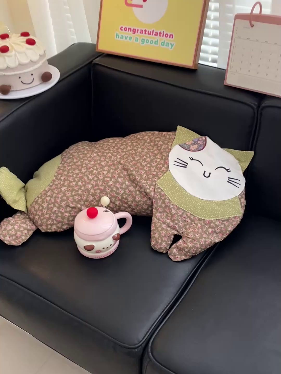 91家纺网 家纺一手货源 找家纺 亦帆枕芯 2025新款全棉纯棉卡通可爱猫咪可拆洗全棉护颈荞麦枕枕头枕芯 棕色-全棉可爱猫