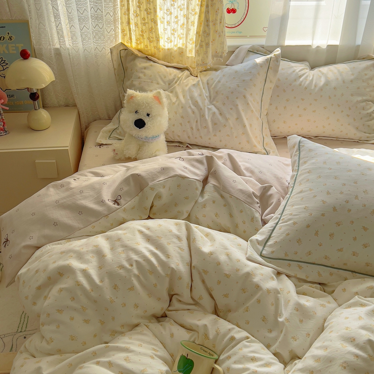 91家纺网 家纺一手货源 找家纺 亨通家纺 2025新款爆款韩国小布袋古法水洗棉云感棉四件套【提供买家秀】 花田与夏-驼