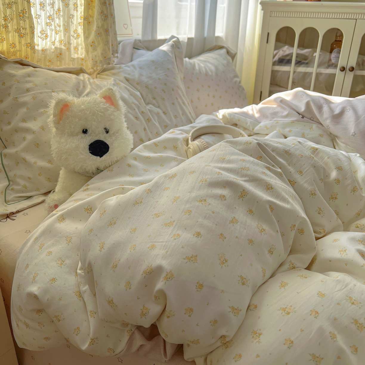 91家纺网 家纺一手货源 找家纺 亨通家纺 2025新款爆款韩国小布袋古法水洗棉云感棉四件套【提供买家秀】 花田与夏-驼