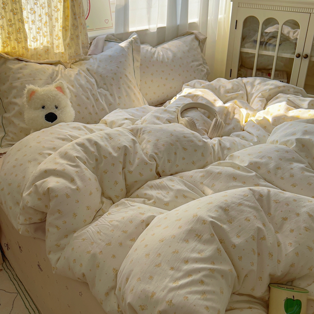 91家纺网 家纺一手货源 找家纺 亨通家纺 2025新款爆款韩国小布袋古法水洗棉云感棉四件套【提供买家秀】 花田与夏-驼