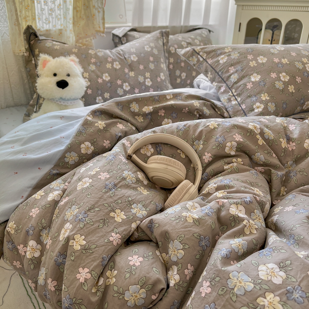 91家纺网 家纺一手货源 找家纺 亨通家纺 2025新款爆款韩国小布袋古法水洗棉云感棉四件套【提供买家秀】 花田玉暖