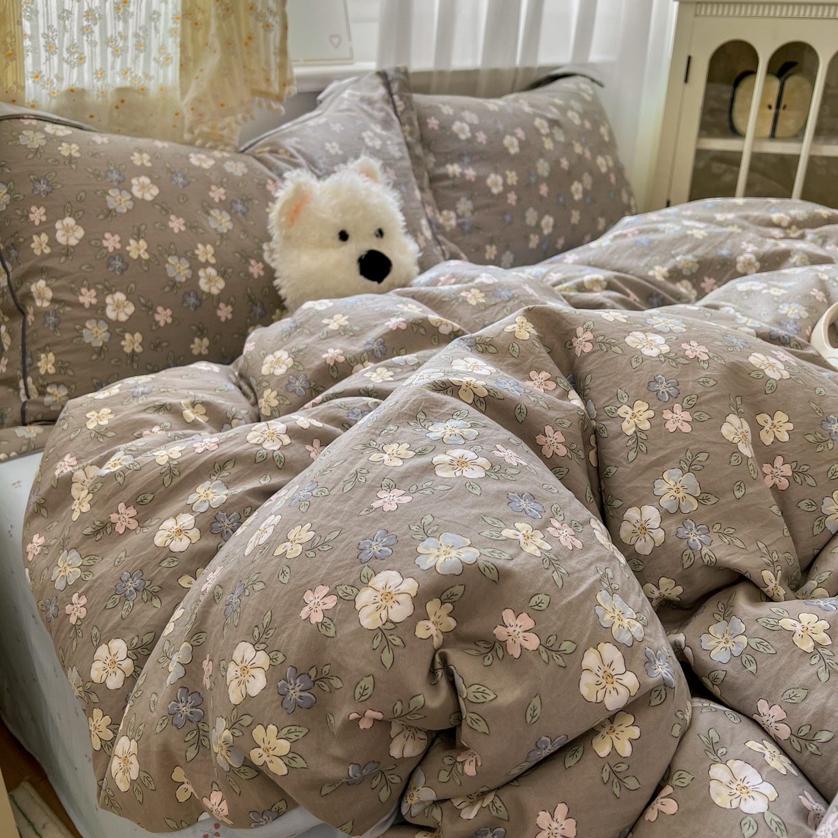 91家纺网 家纺一手货源 找家纺 亨通家纺 2025新款爆款韩国小布袋古法水洗棉云感棉四件套【提供买家秀】 花田玉暖