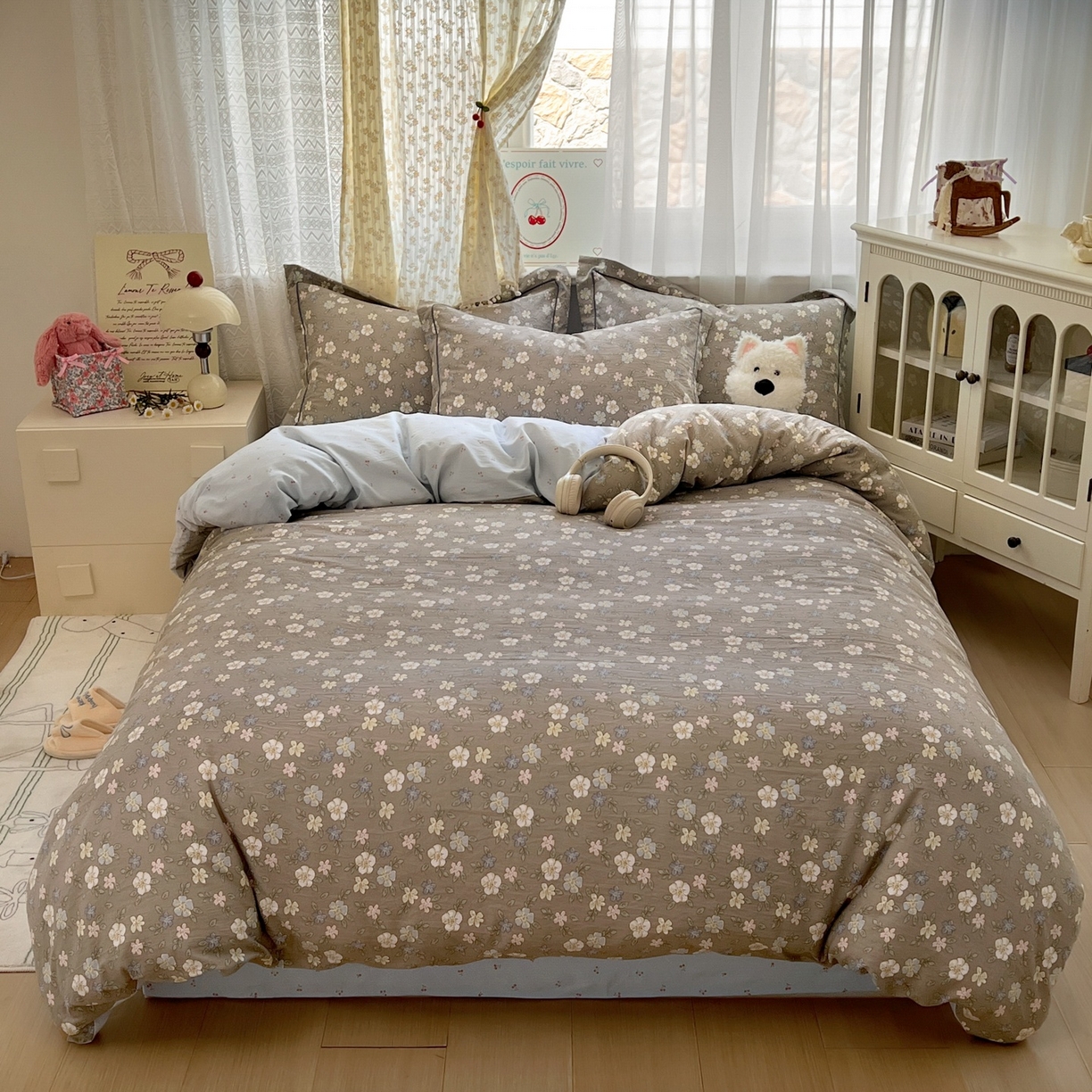 91家纺网 家纺一手货源 找家纺 亨通家纺 2025新款爆款韩国小布袋古法水洗棉云感棉四件套【提供买家秀】 花田玉暖