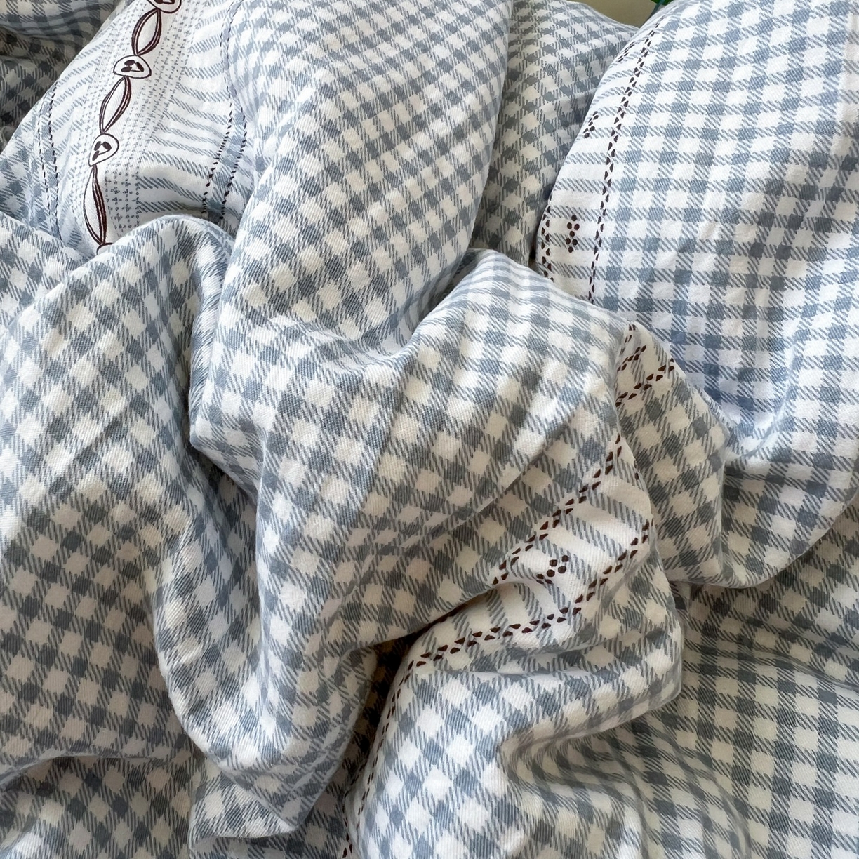 91家纺网 家纺一手货源 找家纺 亨通家纺 2025新款爆款韩国小布袋古法水洗棉云感棉四件套【提供买家秀】 乐可-蓝