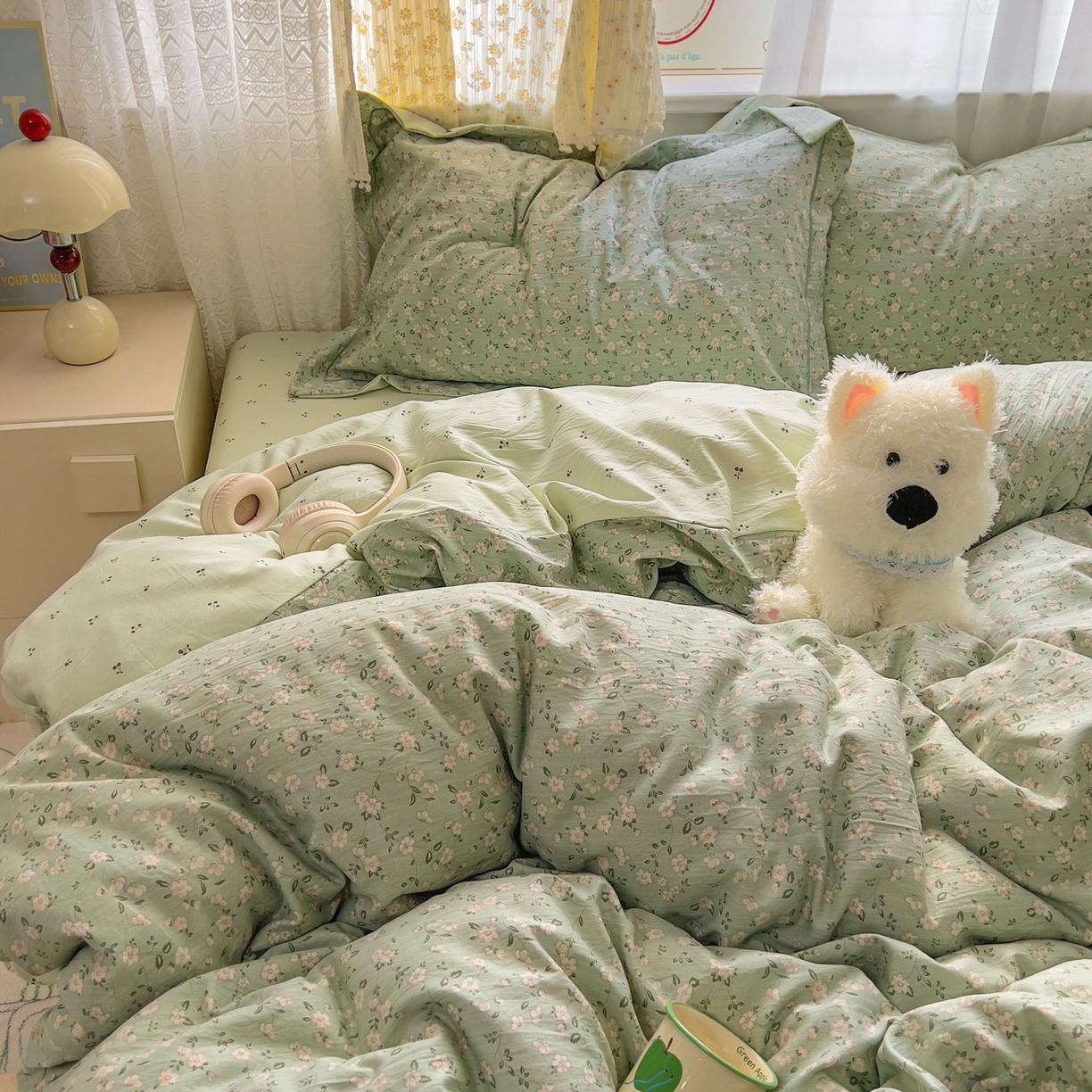 91家纺网 家纺一手货源 找家纺 亨通家纺 2025新款爆款韩国小布袋古法水洗棉云感棉四件套【提供买家秀】 陌上芳菲