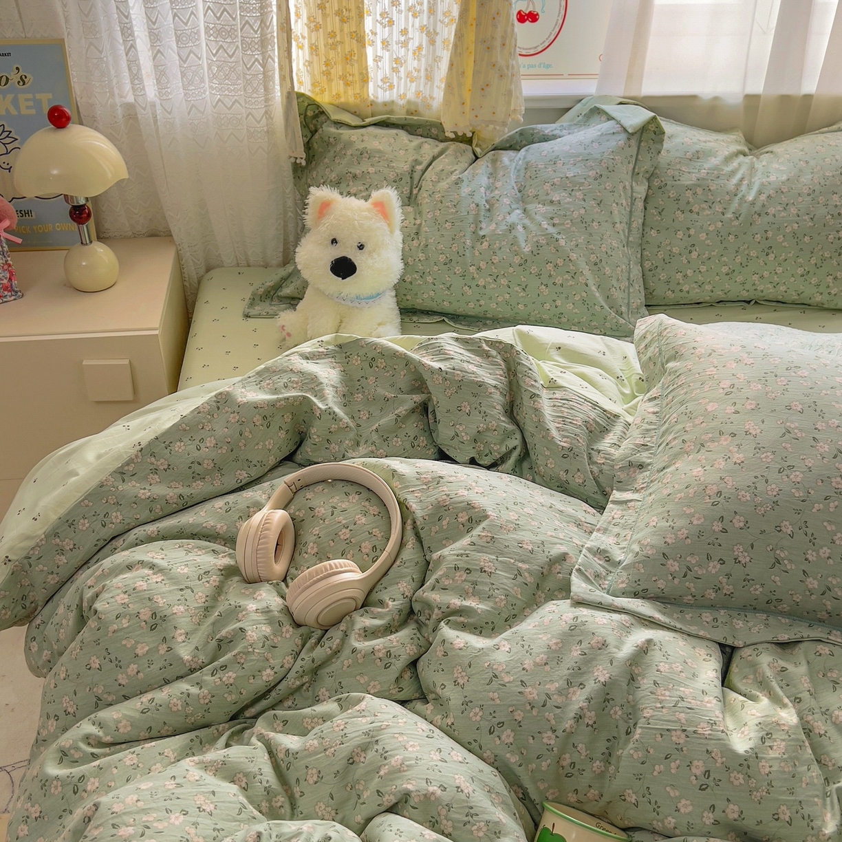 91家纺网 家纺一手货源 找家纺 亨通家纺 2025新款爆款韩国小布袋古法水洗棉云感棉四件套【提供买家秀】 陌上芳菲