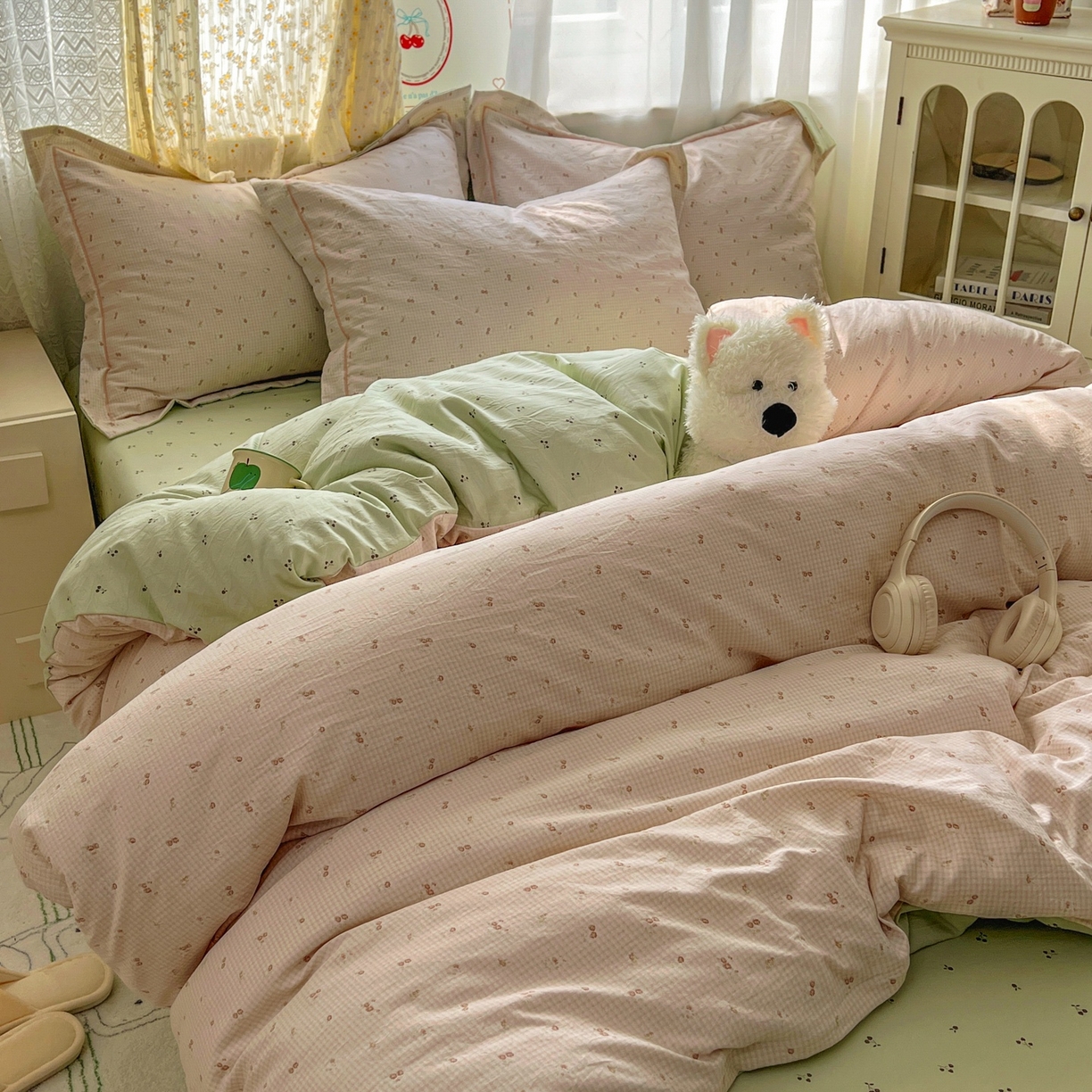 91家纺网 家纺一手货源 找家纺 亨通家纺 2025新款爆款韩国小布袋古法水洗棉云感棉四件套【提供买家秀】 丝丝心动-咖