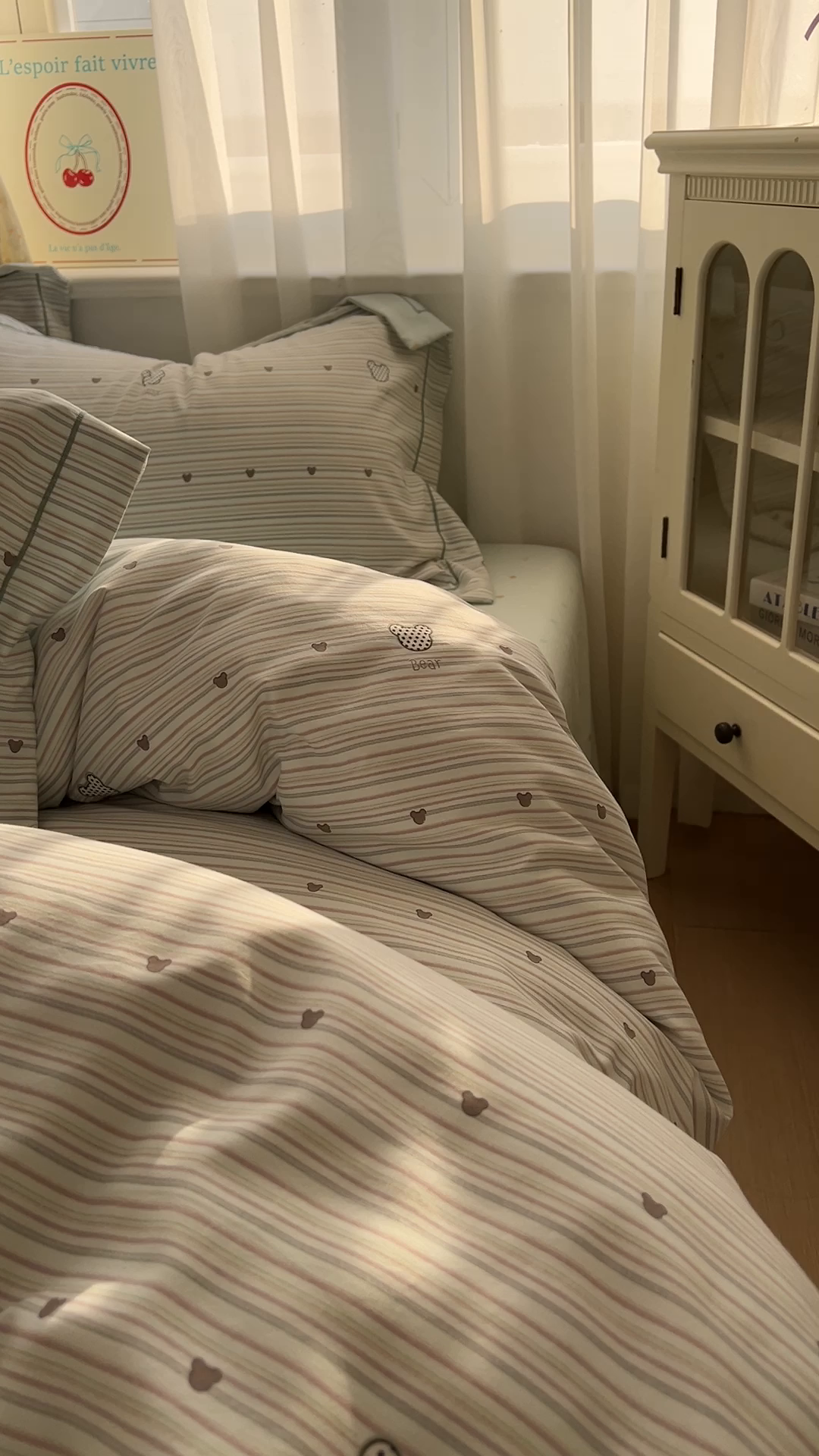 91家纺网 家纺一手货源 找家纺 亨通家纺 2025新款爆款韩国小布袋古法水洗棉云感棉四件套【提供买家秀】 甜心熊-绿