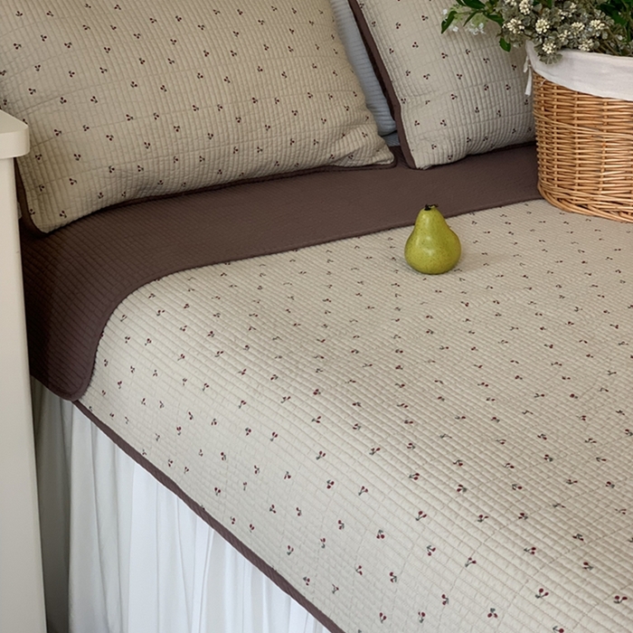 91家纺网 家纺一手货源 找家纺 汇庭 2025新款亲肤舒适全棉纯棉床盖三件套 车厘子