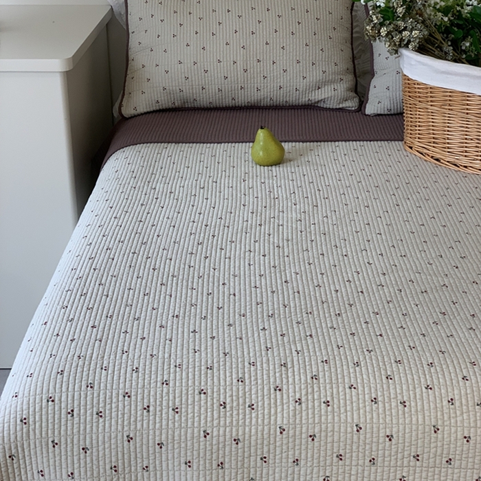 91家纺网 家纺一手货源 找家纺 汇庭 2025新款亲肤舒适全棉纯棉床盖三件套 车厘子