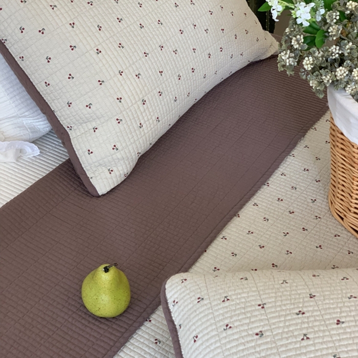 91家纺网 家纺一手货源 找家纺 汇庭 2025新款亲肤舒适全棉纯棉床盖三件套 车厘子