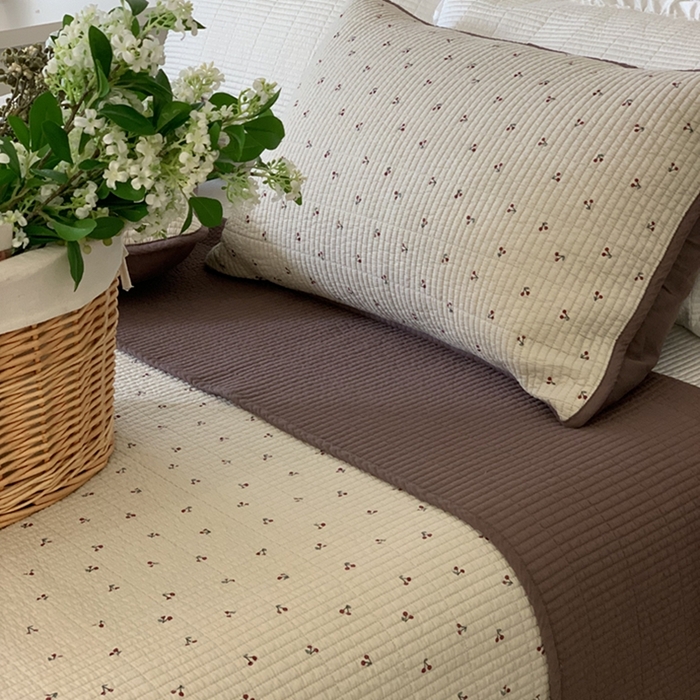 91家纺网 家纺一手货源 找家纺 汇庭 2025新款亲肤舒适全棉纯棉床盖三件套 车厘子