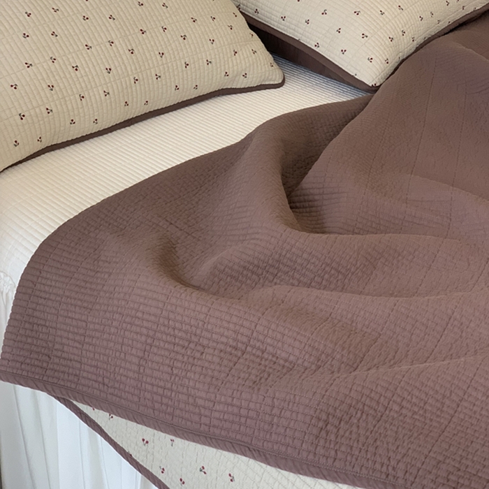 91家纺网 家纺一手货源 找家纺 汇庭 2025新款亲肤舒适全棉纯棉床盖三件套 车厘子