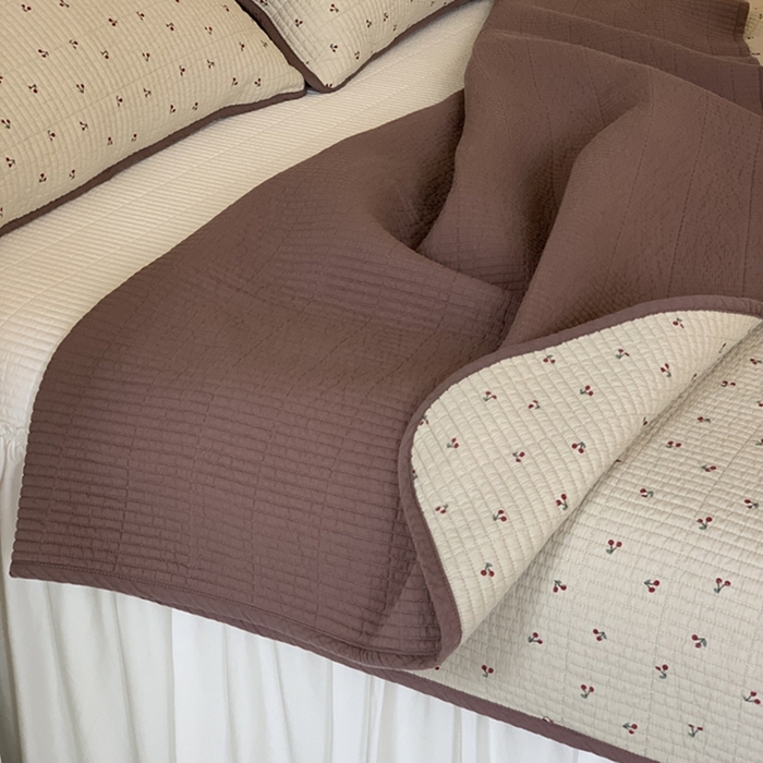 91家纺网 家纺一手货源 找家纺 汇庭 2025新款亲肤舒适全棉纯棉床盖三件套 车厘子