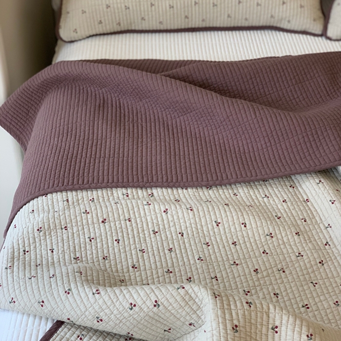 91家纺网 家纺一手货源 找家纺 汇庭 2025新款亲肤舒适全棉纯棉床盖三件套 车厘子