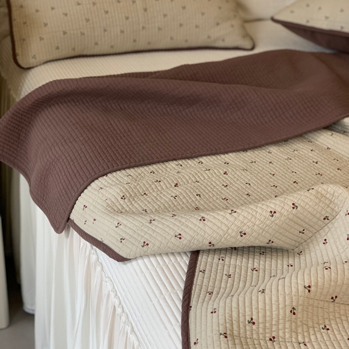 91家纺网 家纺一手货源 找家纺 汇庭 2025新款亲肤舒适全棉纯棉床盖三件套 车厘子