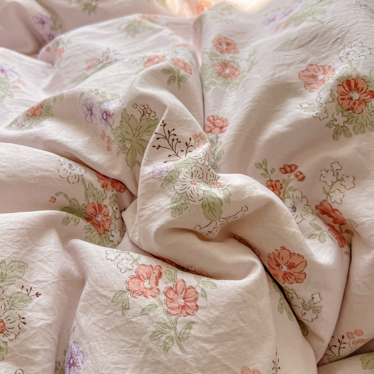 91家纺网 家纺一手货源 找家纺 亨通家纺 2025新款爆款韩国小布袋古法水洗棉云感棉四件套【提供买家秀】 温温晨语-粉