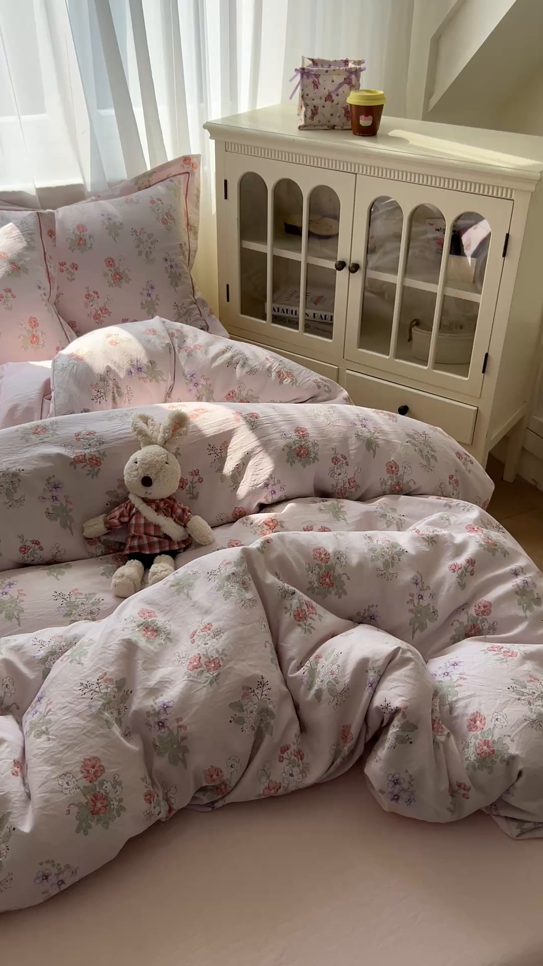 91家纺网 家纺一手货源 找家纺 亨通家纺 2025新款爆款韩国小布袋古法水洗棉云感棉四件套【提供买家秀】 温温晨语-粉