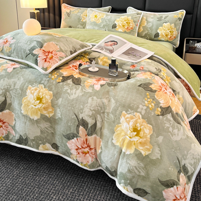 91家纺网 家纺一手货源 找家纺 （总推）诺梵2025新款牛8斤奶绒印花包边四件套