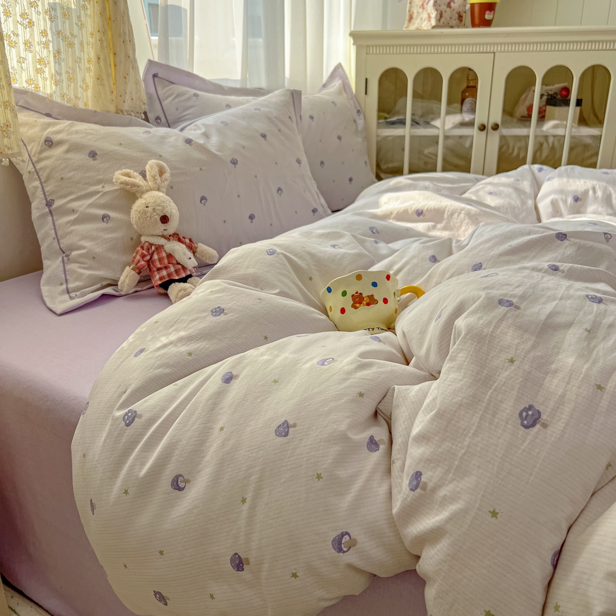 91家纺网 家纺一手货源 找家纺 亨通家纺 2025新款爆款韩国小布袋古法水洗棉云感棉四件套【提供买家秀】 温馨-咖