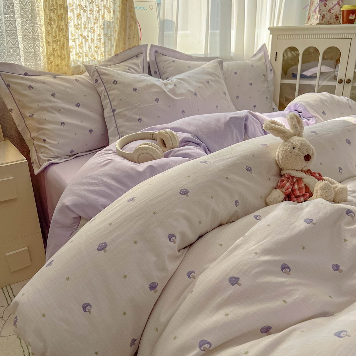 91家纺网 家纺一手货源 找家纺 亨通家纺 2025新款爆款韩国小布袋古法水洗棉云感棉四件套【提供买家秀】 温馨-咖