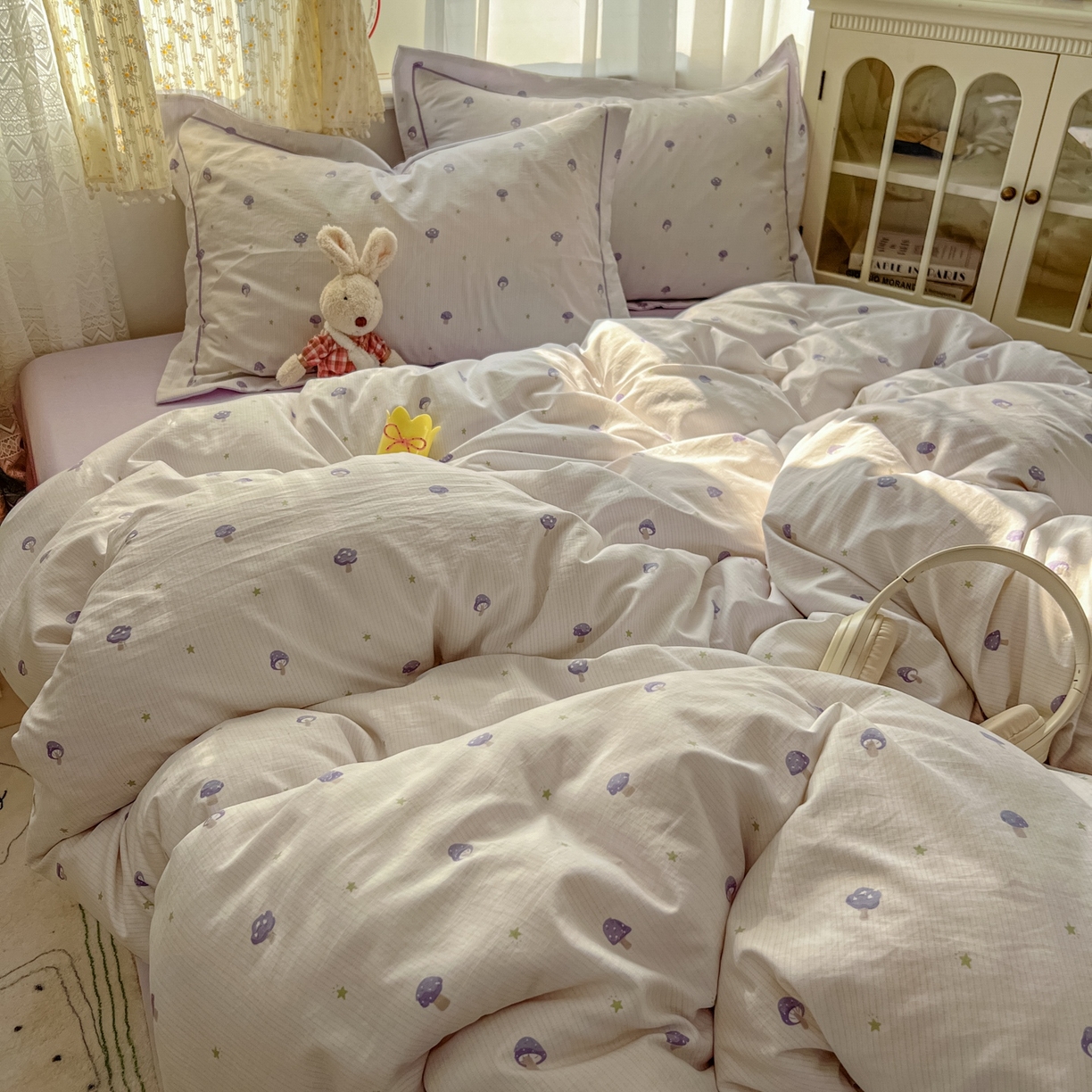 91家纺网 家纺一手货源 找家纺 亨通家纺 2025新款爆款韩国小布袋古法水洗棉云感棉四件套【提供买家秀】 温馨-咖