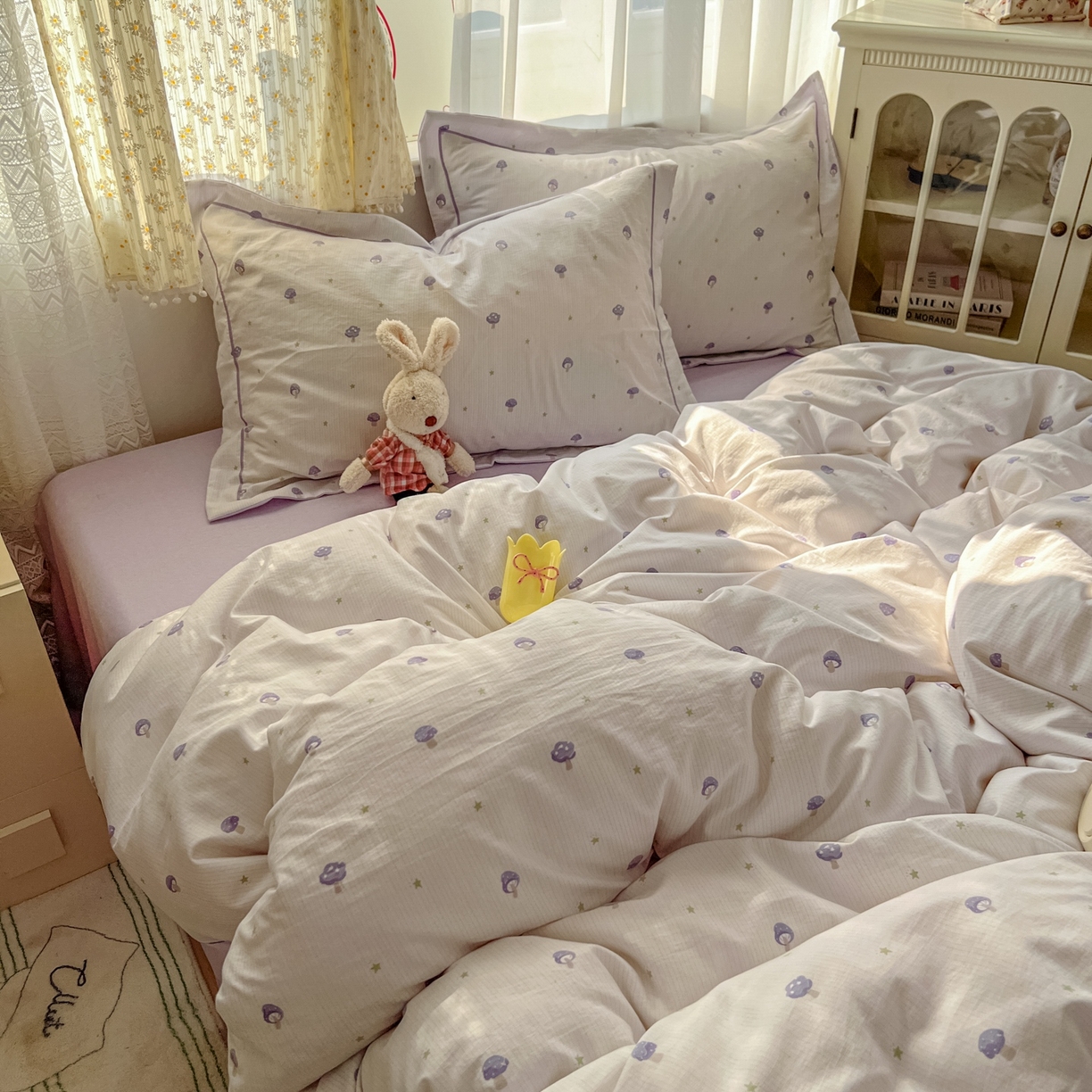 91家纺网 家纺一手货源 找家纺 亨通家纺 2025新款爆款韩国小布袋古法水洗棉云感棉四件套【提供买家秀】 温馨-咖